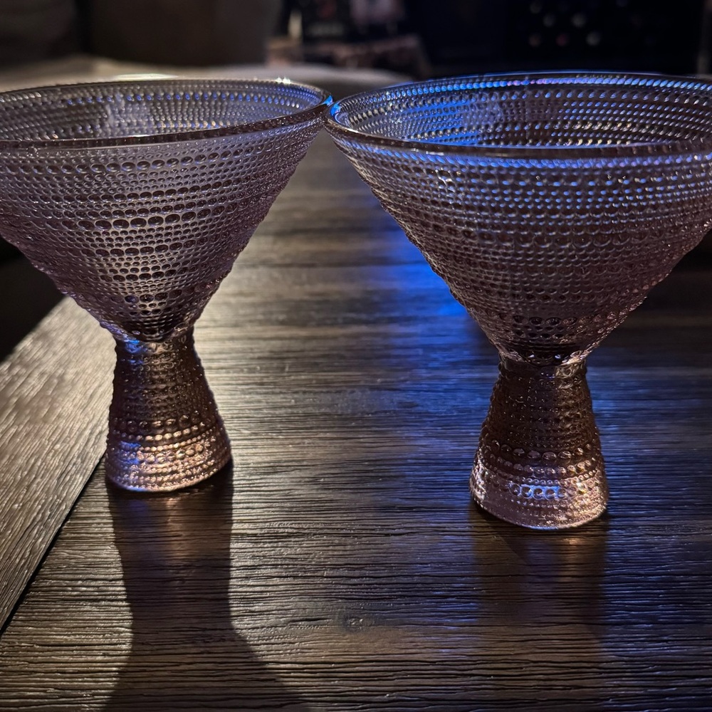 Schott Zwiesel Pink Textured Glass Martini Coupes - Set of 2